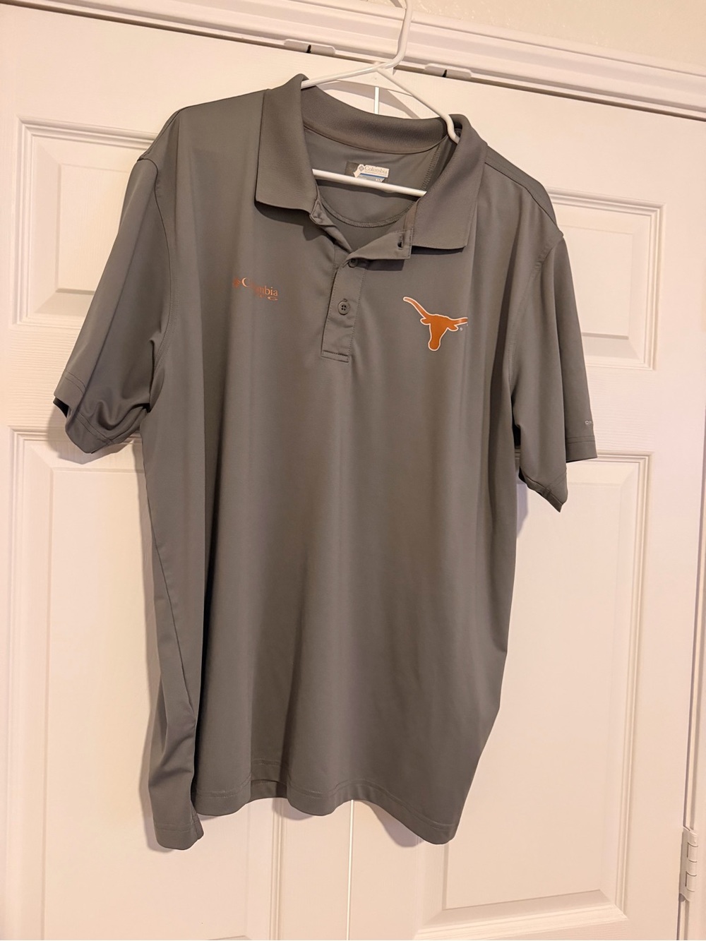 Columbia Men's Gray Polo with Orange Longhorn Logo